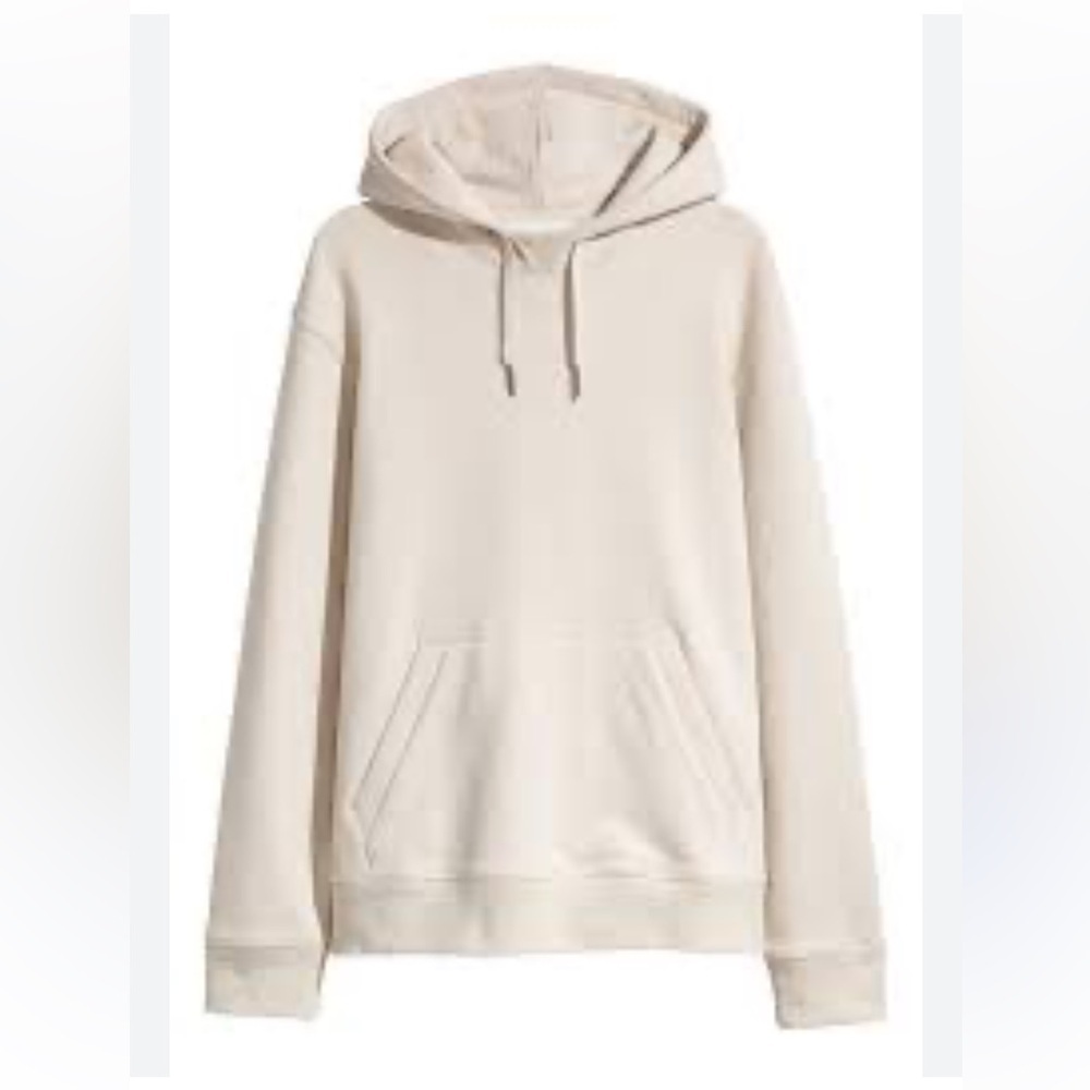 H&M Loose Fit Hoodie light beige sz large excellent used condition cotton blend - Picture 1 of 7